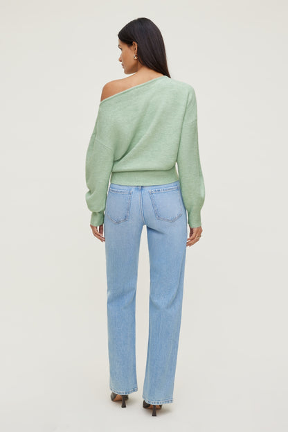 Lola Off Shoulder Sweater GREEN - Dynamite