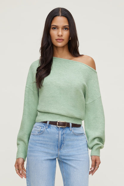 Lola Off Shoulder Sweater GREEN - Dynamite