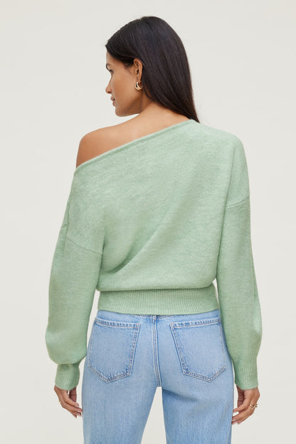Lola Off Shoulder Sweater GREEN - Dynamite