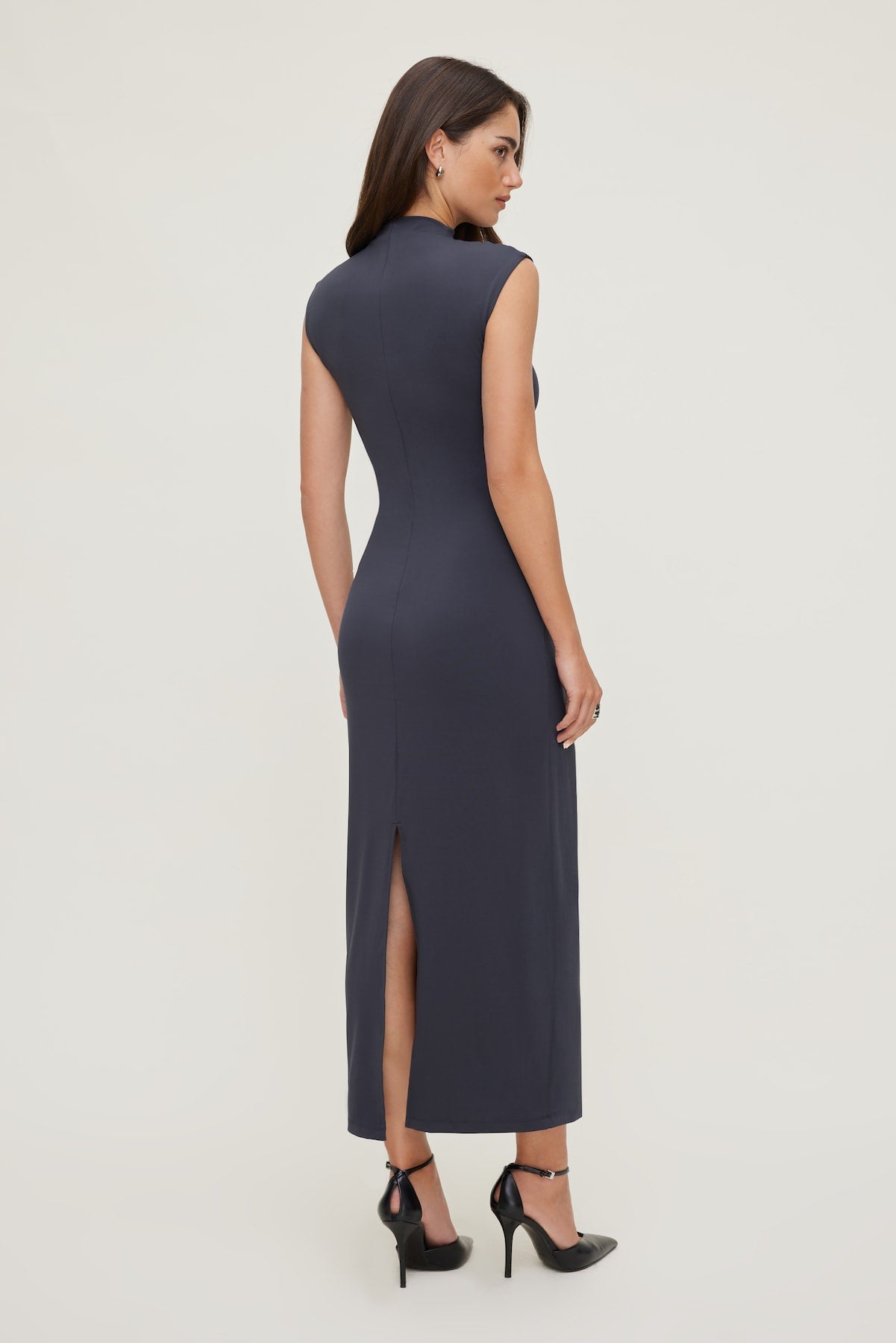 Bria Sculpt Mock Neck Maxi Dress Blue - Dynamite