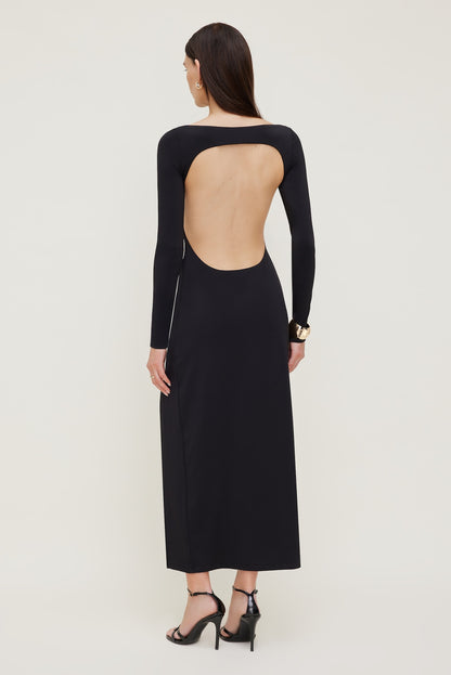 Sculpt Open Back Maxi Dress Black - Dynamite
