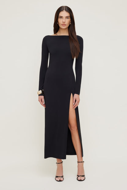 Sculpt Open Back Maxi Dress Black - Dynamite
