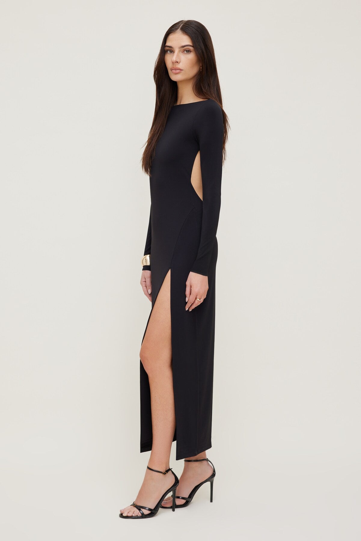Sculpt Open Back Maxi Dress Black - Dynamite