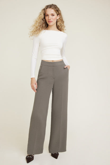 Yasmin Airflow Straight Leg Pants Brown - Dynamite