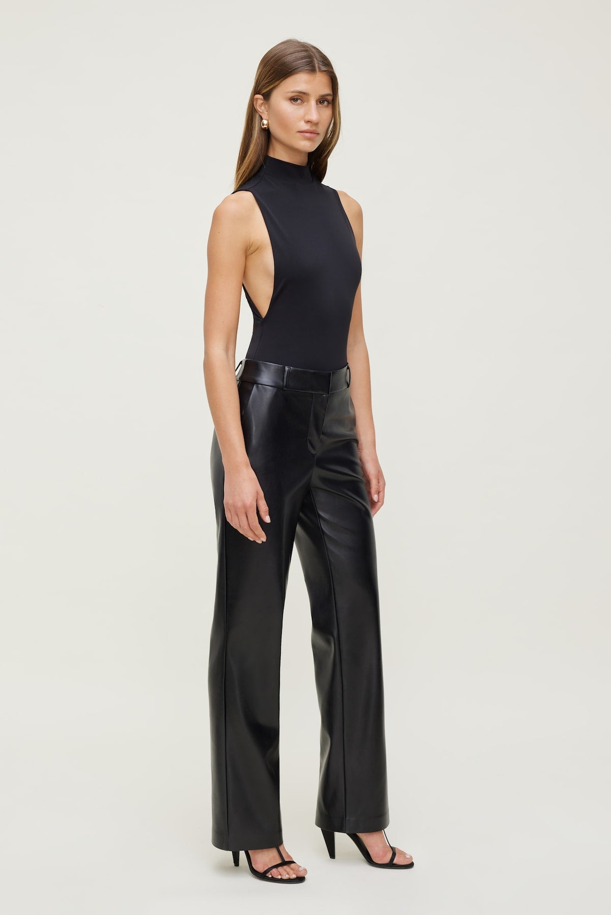 Camelia Straight Leg Faux Leather Pants Black - Dynamite