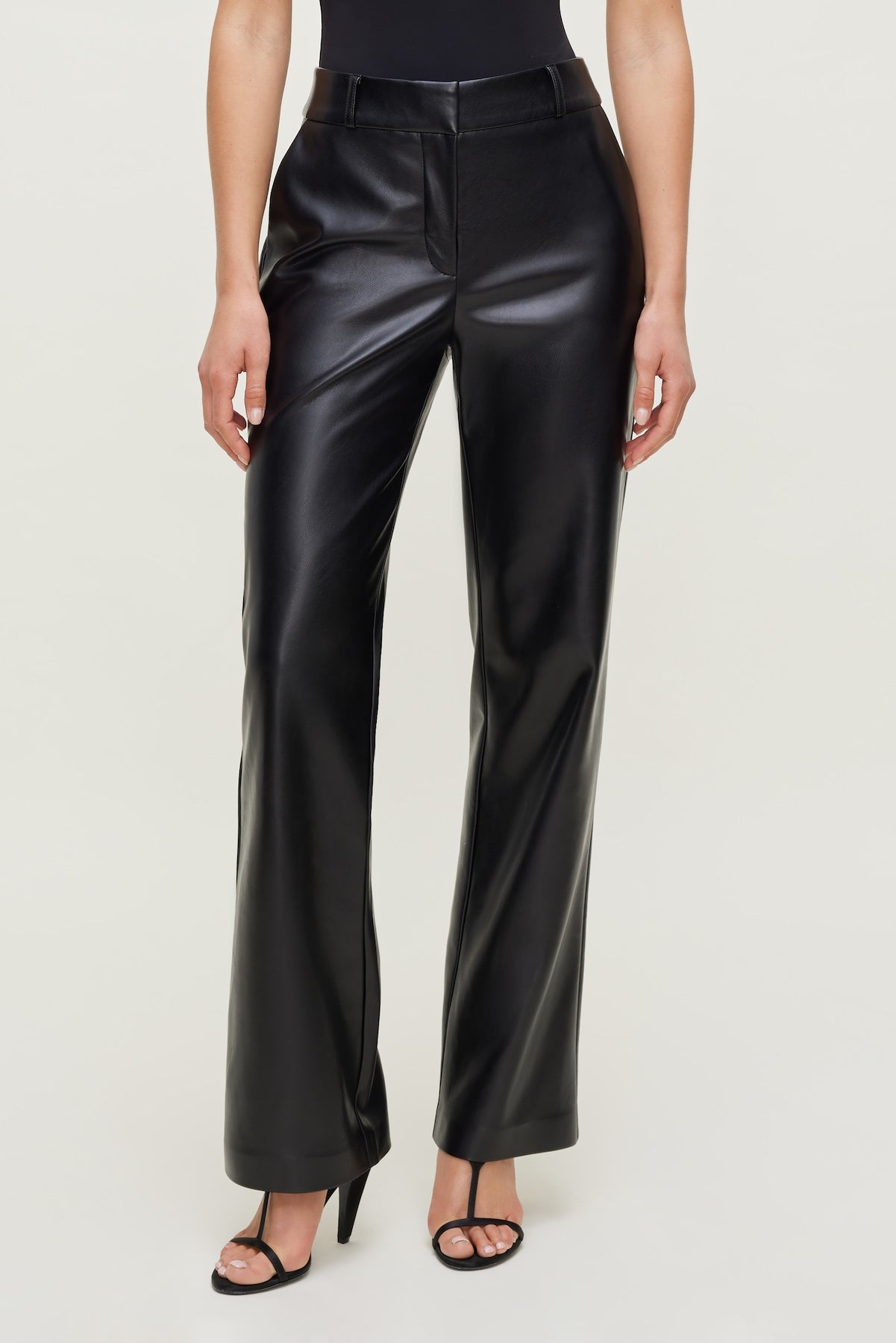 Camelia Straight Leg Faux Leather Pants Black - Dynamite