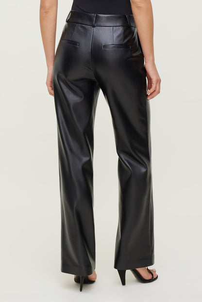 Camelia Straight Leg Faux Leather Pants Black - Dynamite