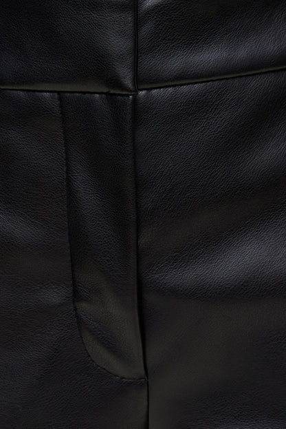 Camelia Straight Leg Faux Leather Pants Black - Dynamite