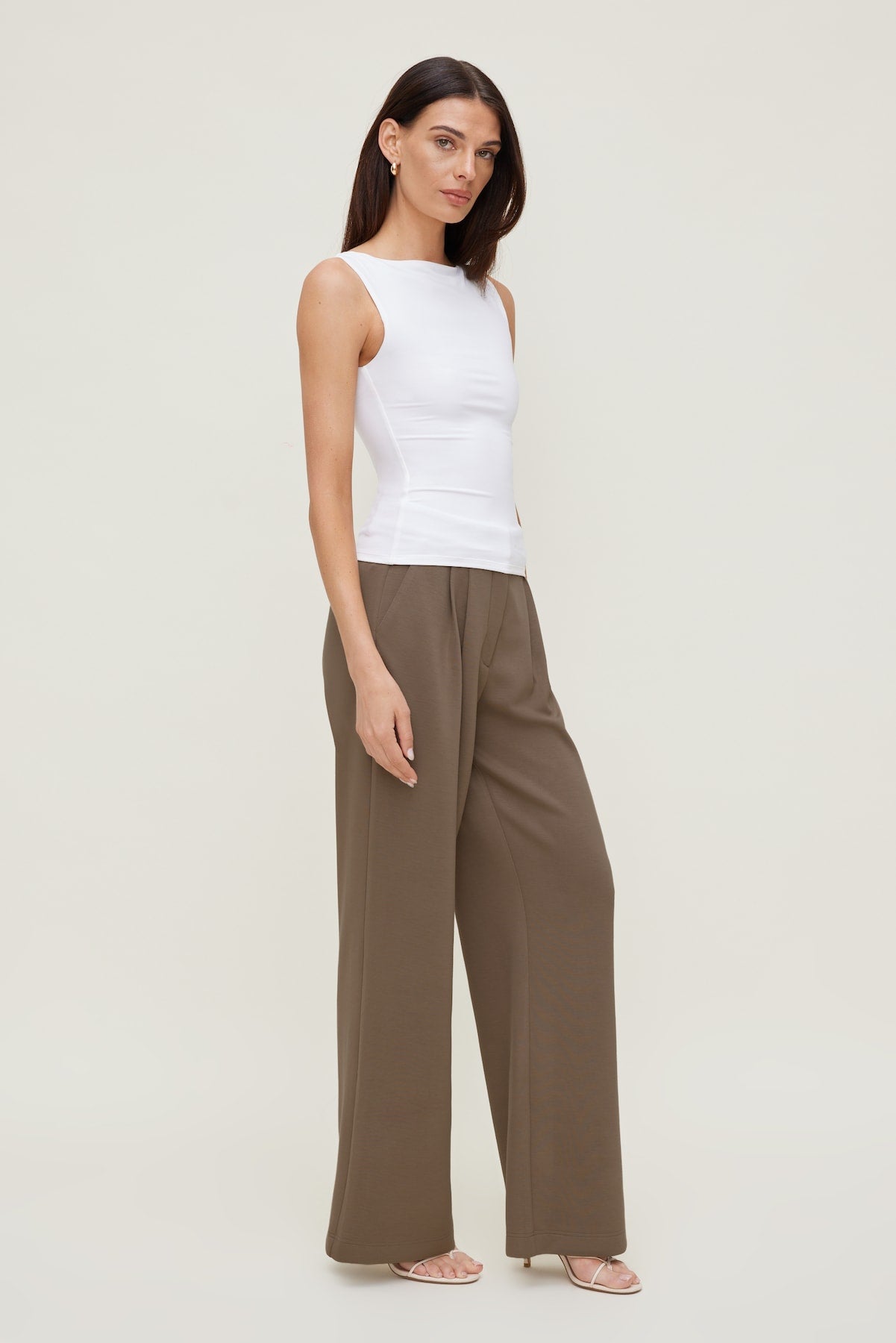Alex Anywear Wide Leg Pants Brown - Dynamite