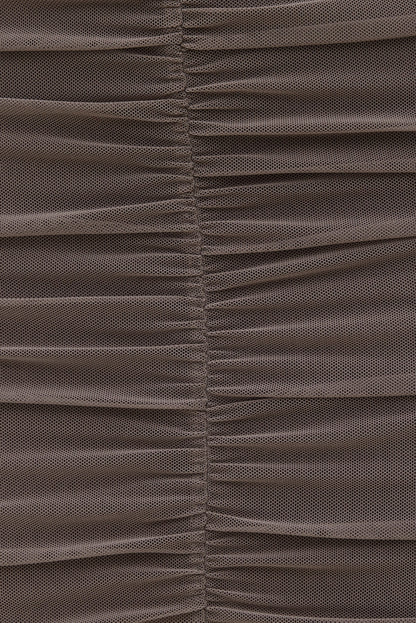 Ruched Mesh Maxi Skirt Brown - Dynamite