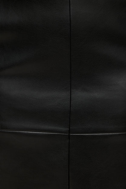 Structured Faux Leather Midi Skirt Black - Dynamite