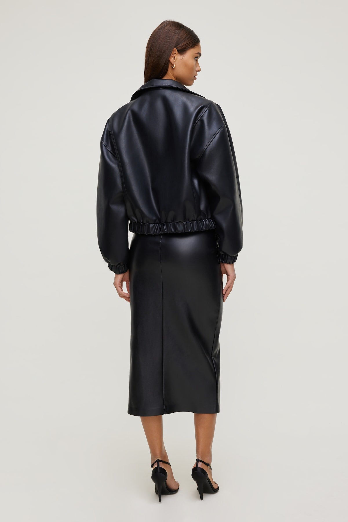 Marlow Faux Leather Midi Skirt Black - Dynamite