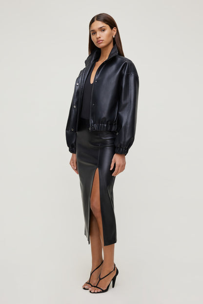 Marlow Faux Leather Midi Skirt Black - Dynamite