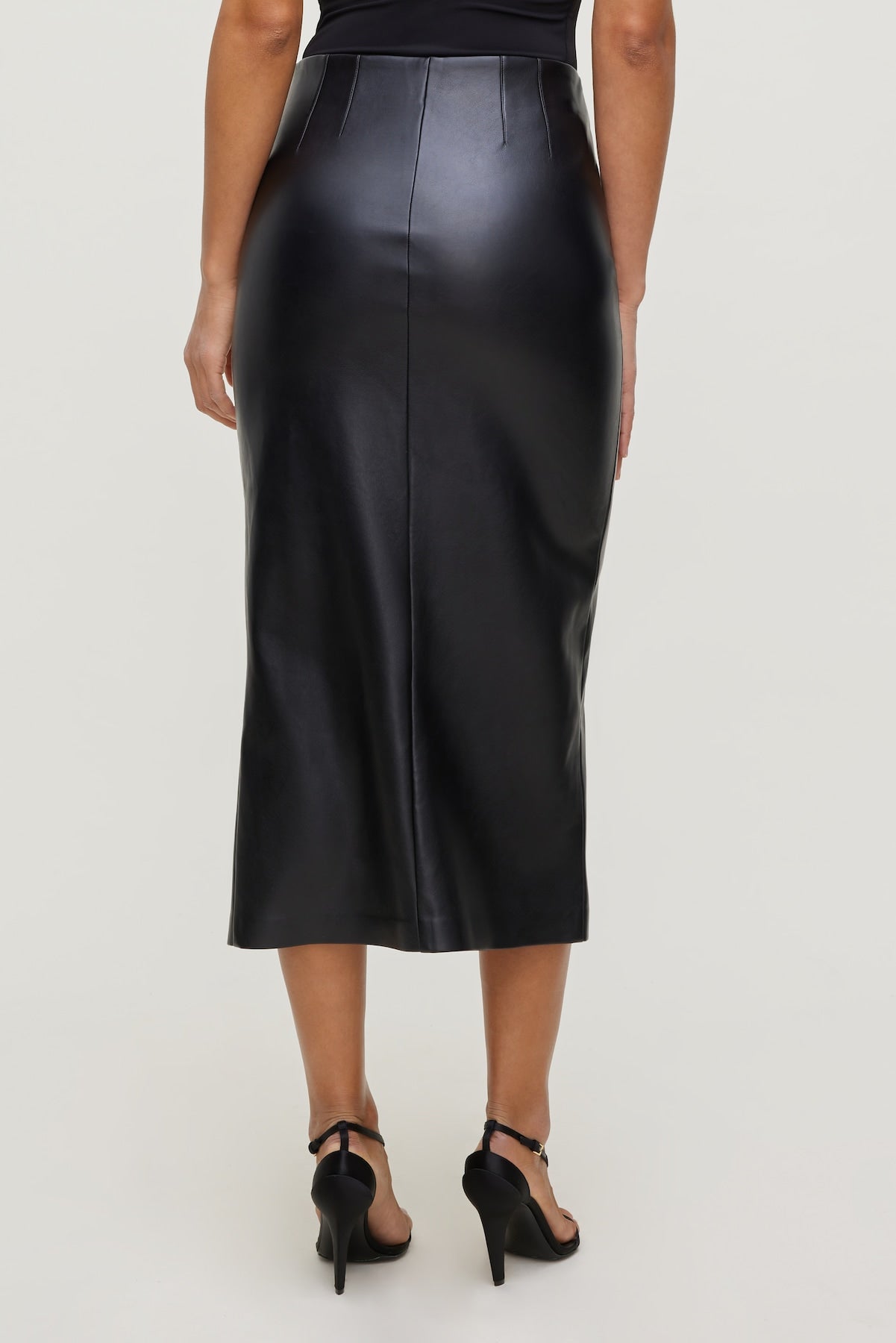 Marlow Faux Leather Midi Skirt Black - Dynamite