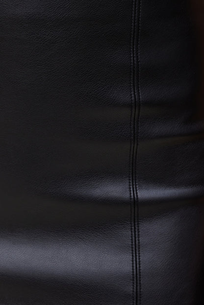 Marlow Faux Leather Midi Skirt Black - Dynamite