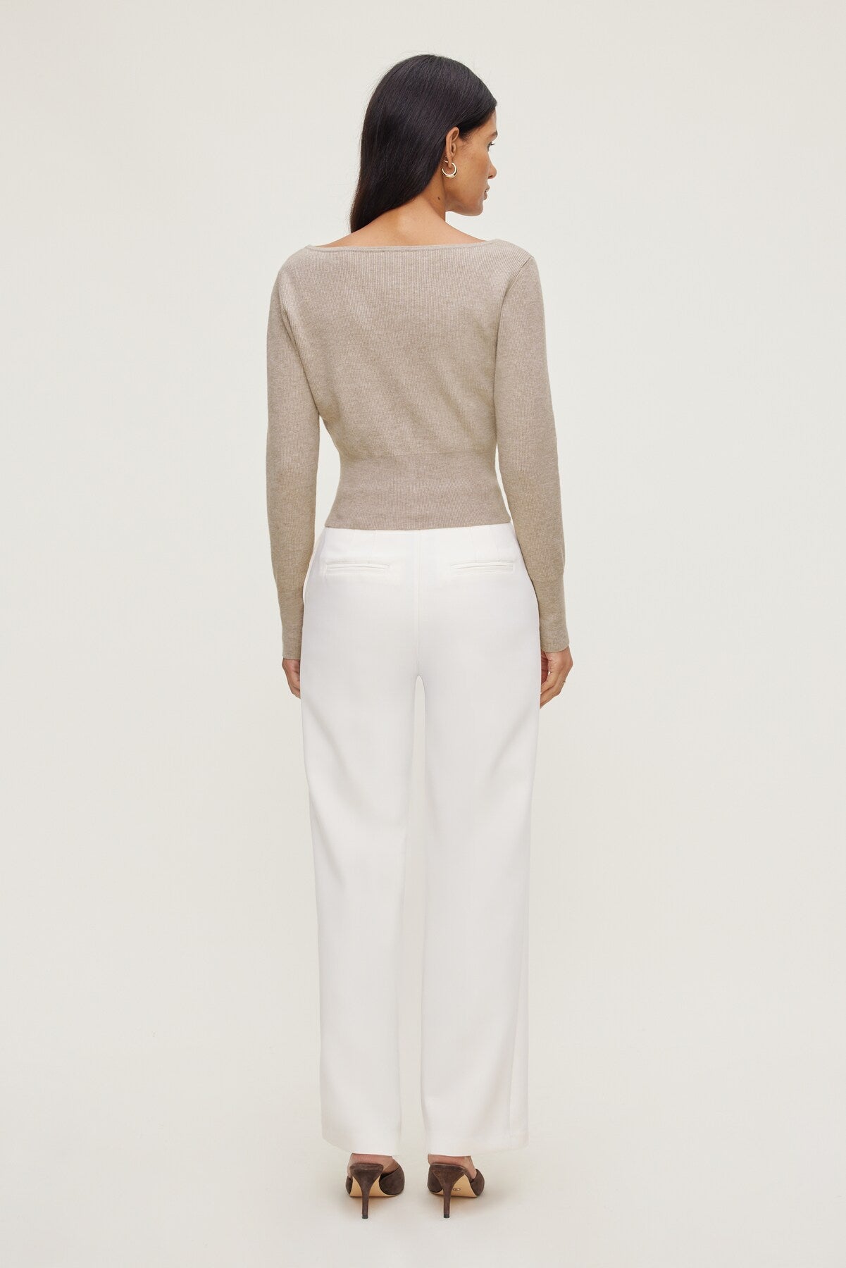 Pintuck Straight Leg Pants Beige - Dynamite