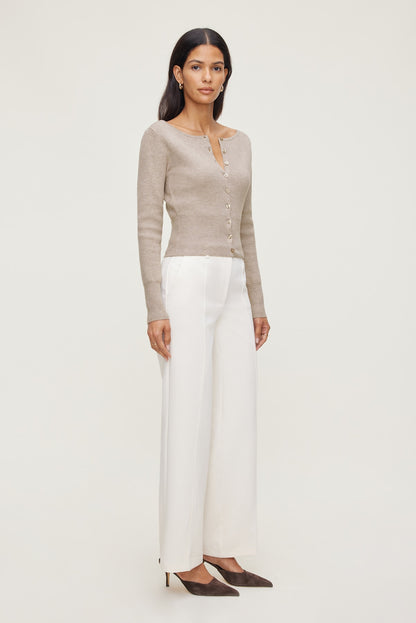 Pintuck Straight Leg Pants Beige - Dynamite