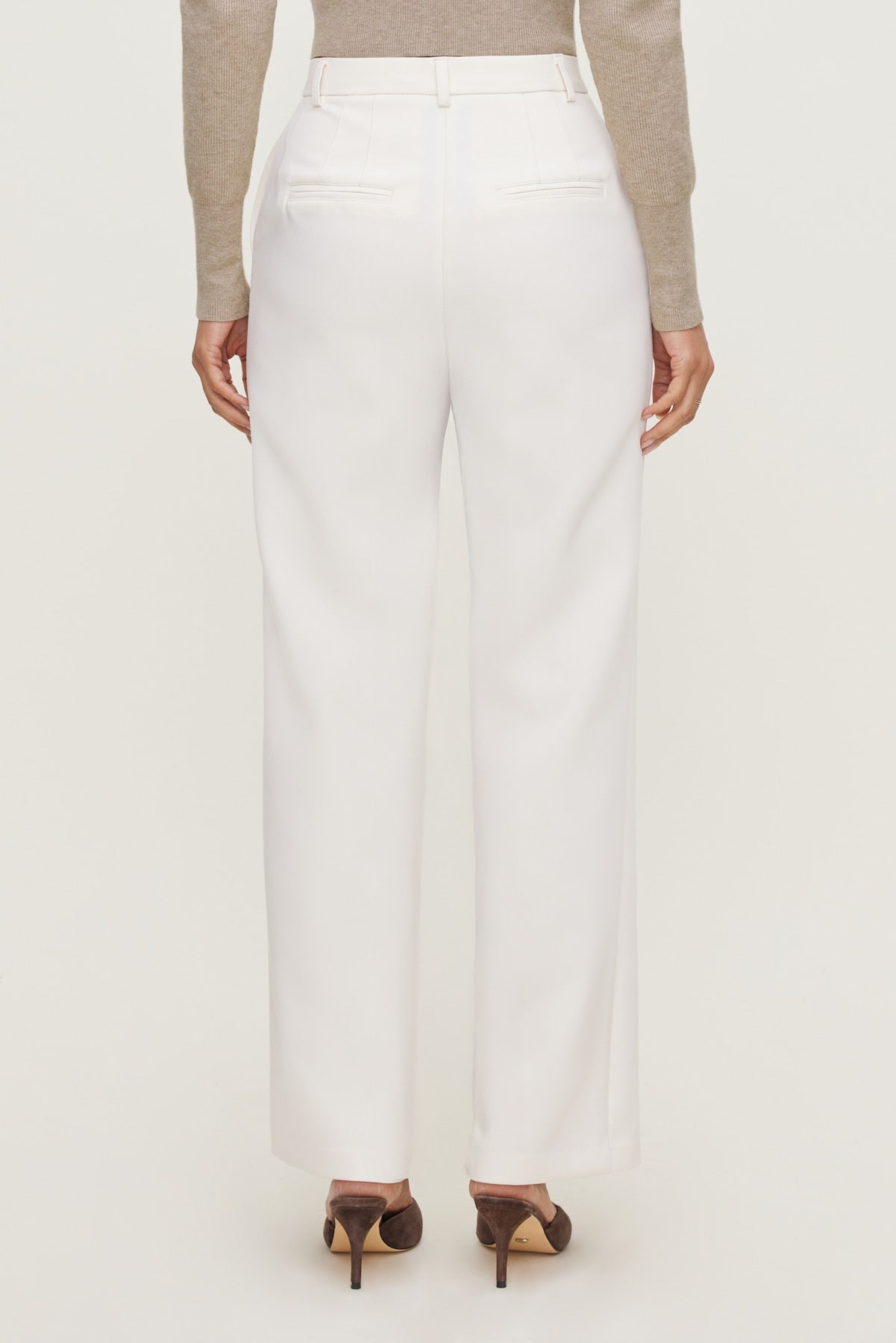 Pintuck Straight Leg Pants Beige - Dynamite