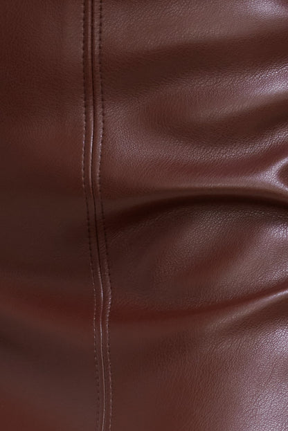 Marlow Faux Leather Midi Skirt Brown - Dynamite