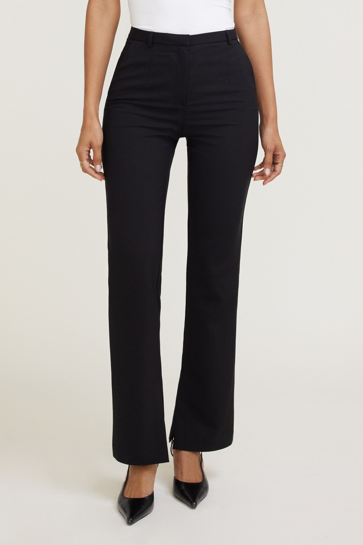 High Rise Slim Leg Pants Black - Dynamite