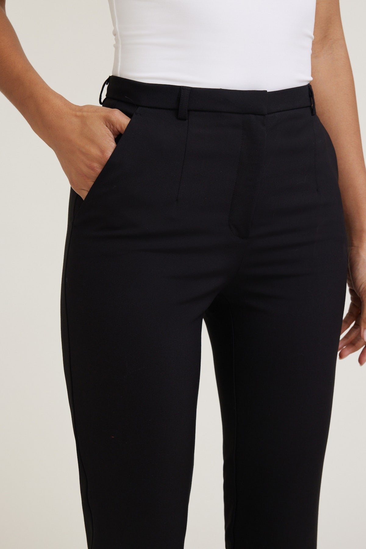High Rise Slim Leg Pants Black - Dynamite