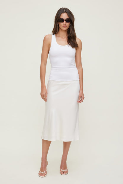 Ellie Ribbed Tank Top White - Dynamite