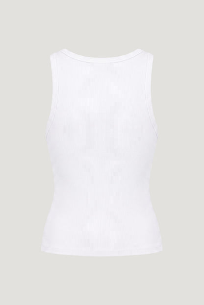 Ellie Ribbed Tank Top White - Dynamite