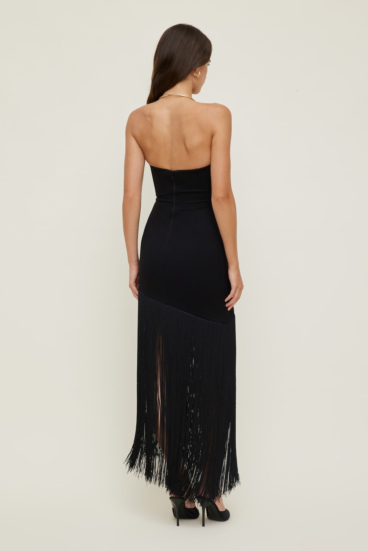 Ponte Fringe Maxi Tube Dress Black - Dynamite