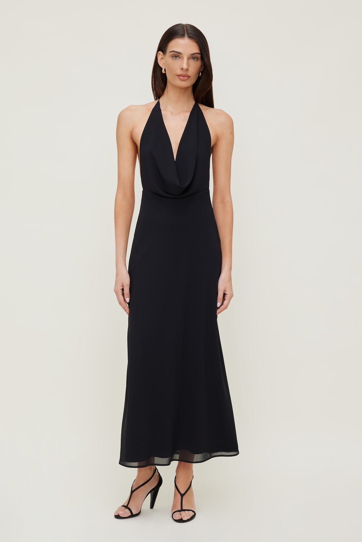 Deep Cowl Neck Maxi Dress Black - Dynamite