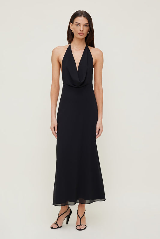 Deep Cowl Neck Maxi Dress Black - Dynamite