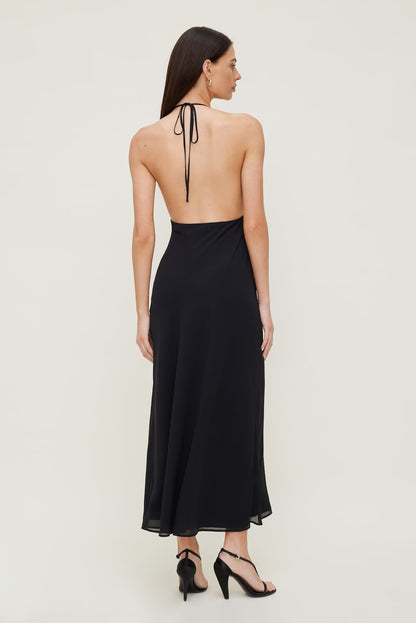 Deep Cowl Neck Maxi Dress Black - Dynamite