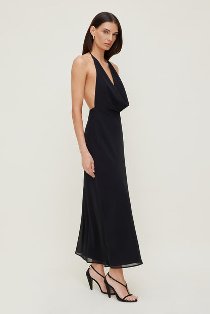 Deep Cowl Neck Maxi Dress Black - Dynamite