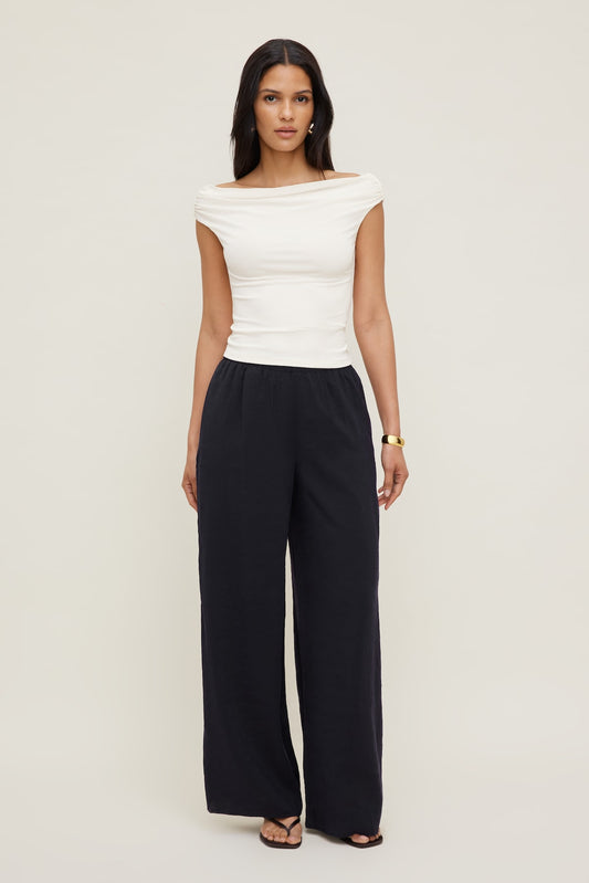 Priya Wide Leg Pants Navy - Dynamite