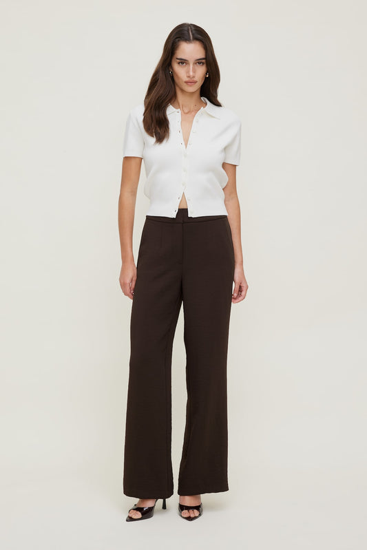 Yasmin Airflow Straight Leg Pants Brown - Dynamite