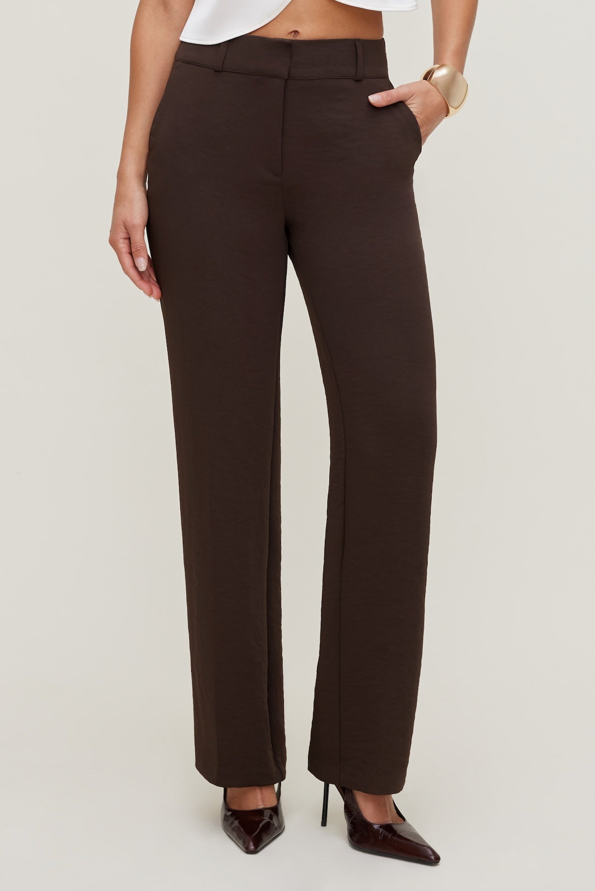 Camelia Airflow Clean Straight Leg Pants Brown - Dynamite