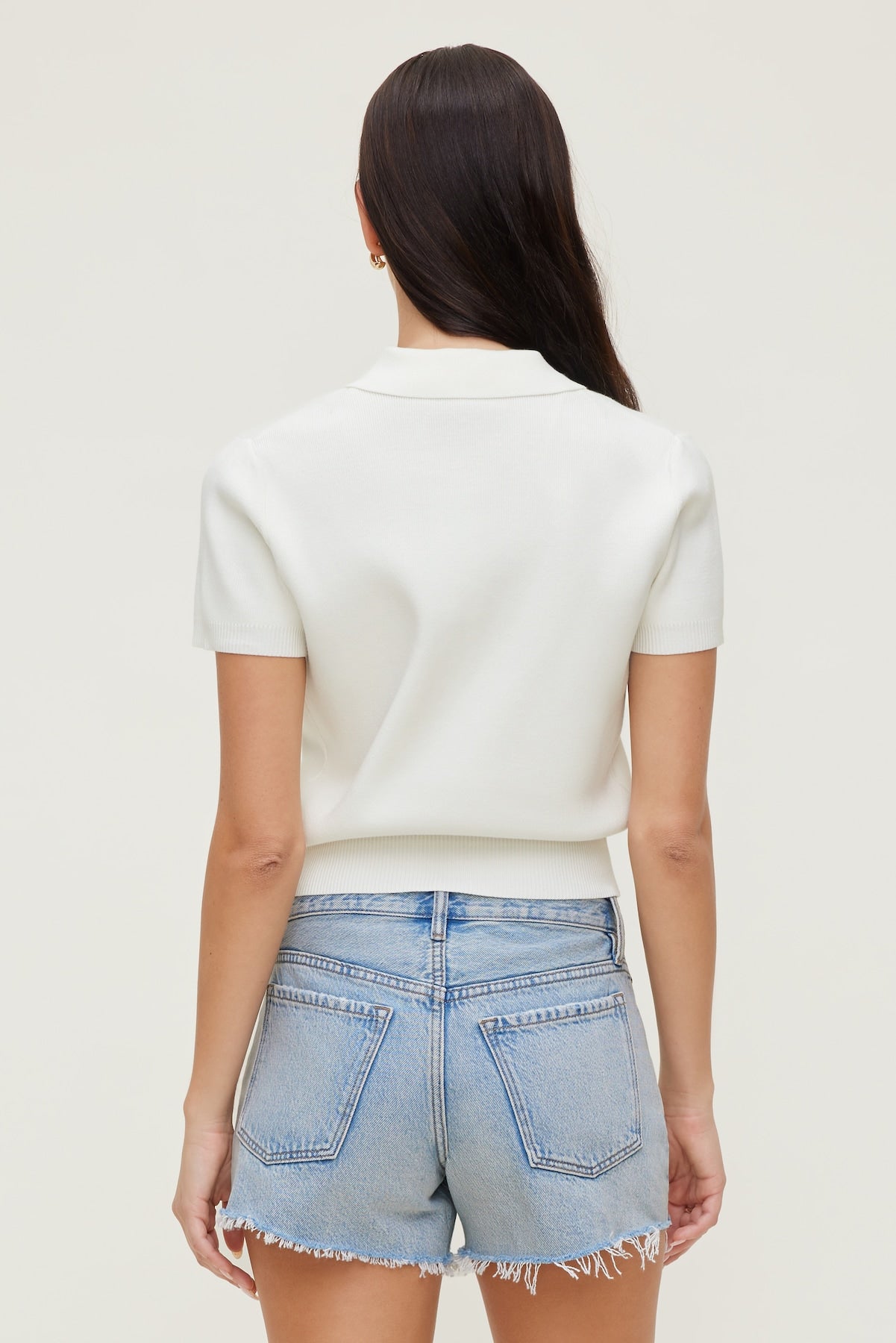 Polo Crewneck Cardigan White - Dynamite