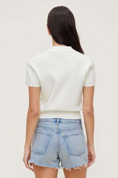 Polo Crewneck Cardigan White - Dynamite