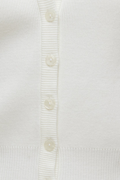 Polo Crewneck Cardigan White - Dynamite
