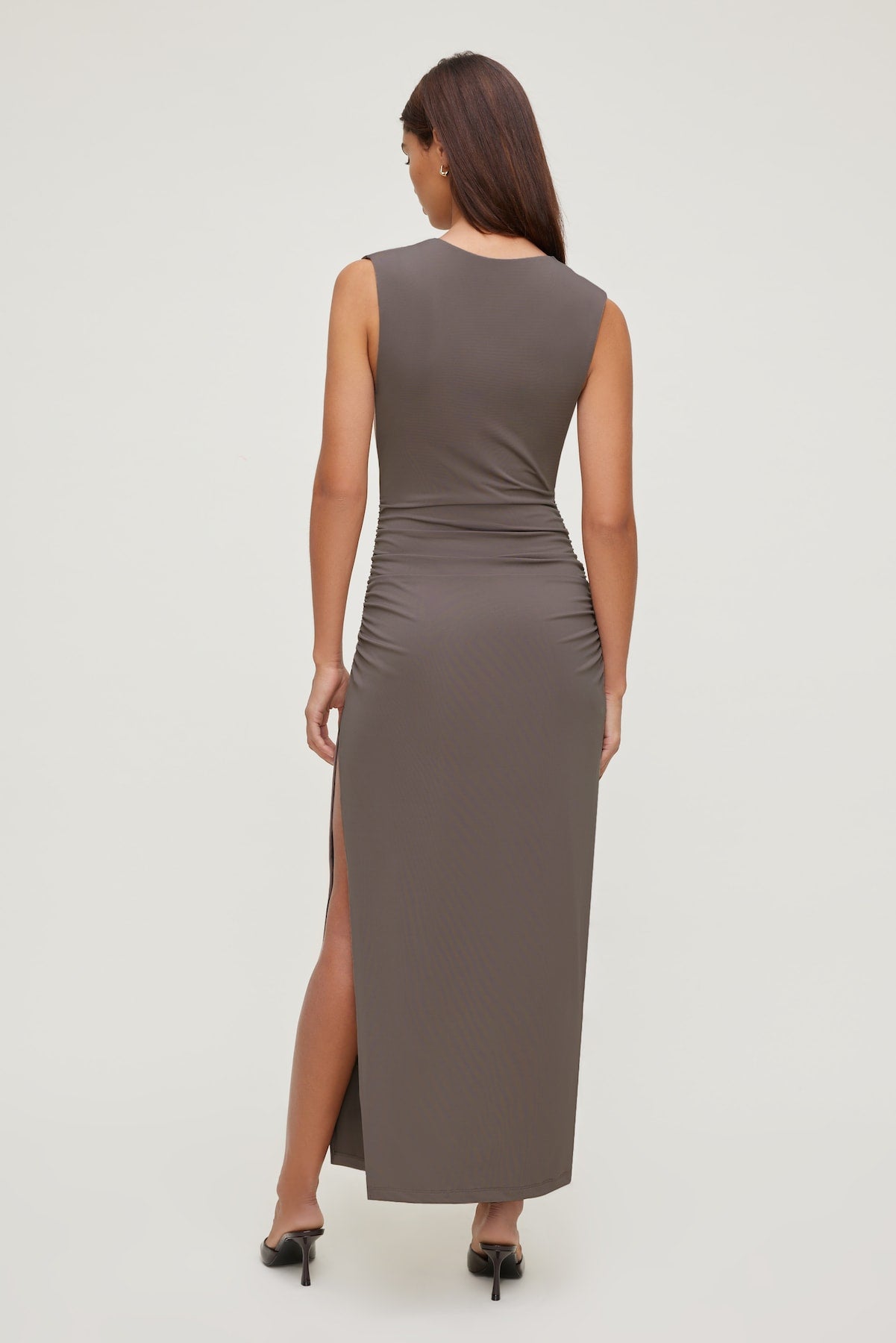 Sculpt Open Side Maxi Dress Brown - Dynamite
