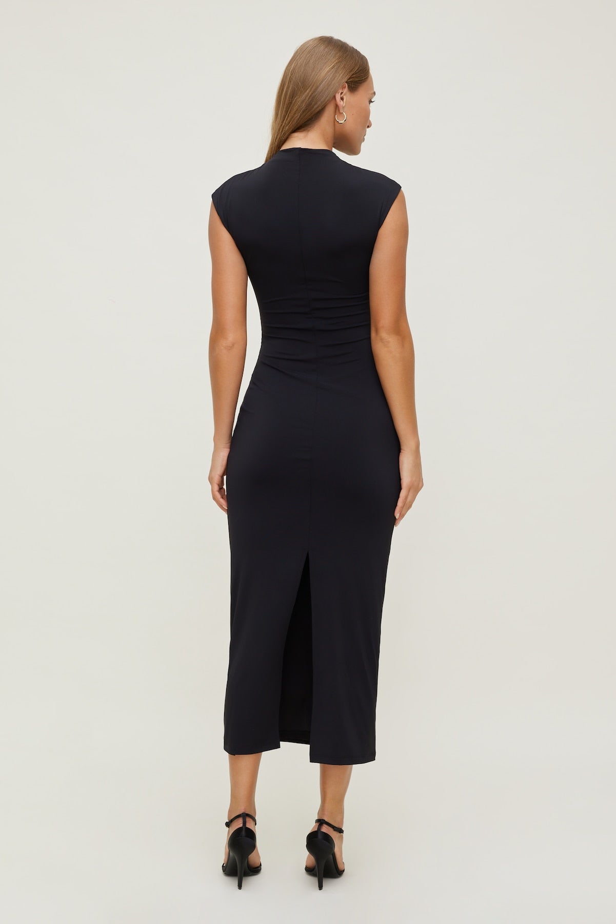 Bria Sculpt Mock Neck Maxi Dress Black - Dynamite