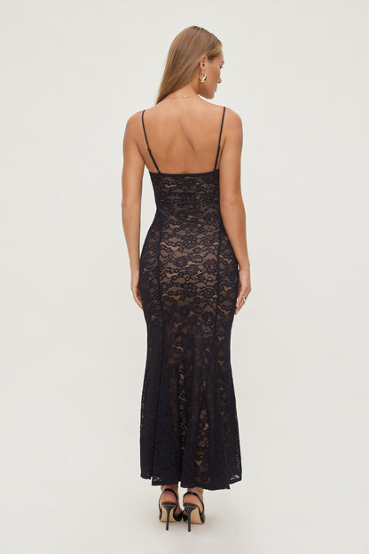 Monet Lace Overlay Maxi Dress Black - Dynamite