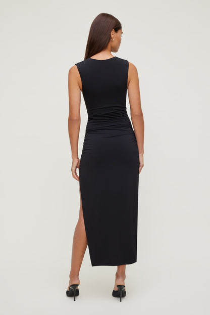 Sculpt Open Side Maxi Dress Black - Dynamite