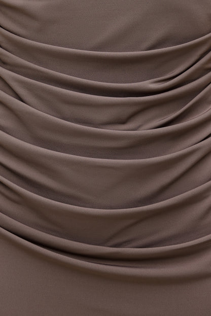 Bria Sculpt Mock Neck Maxi Dress Brown - Dynamite