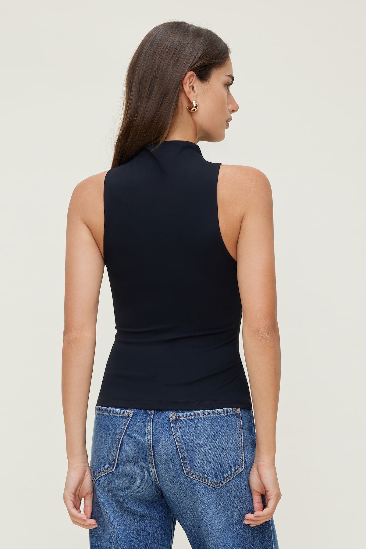 Sculpt Mock Neck Tank Top Black - Dynamite