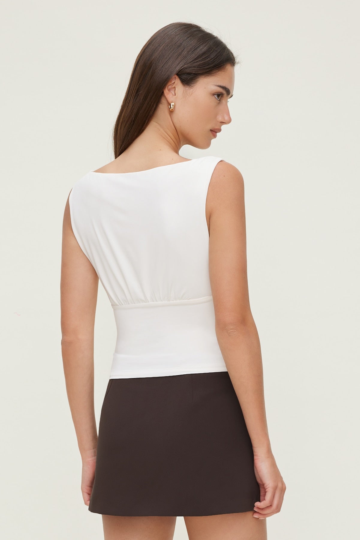 Sculpt Cinched Waist Top White - Dynamite