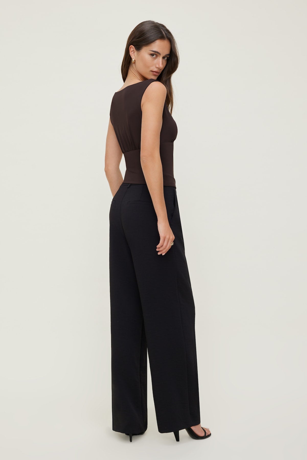 Sculpt Cinched Waist Top Brown - Dynamite