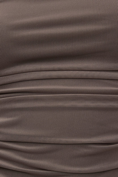 Ruched Mesh Tank Top Brown - Dynamite