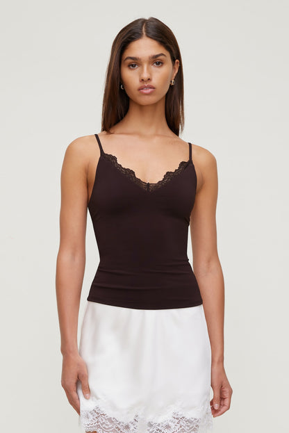 Sculpt Lace Trim Cami Top Purple - Dynamite
