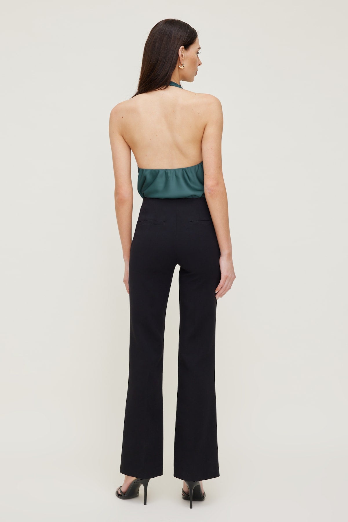 Camila Satin Cowl Halter Neck Blouse Green - Dynamite