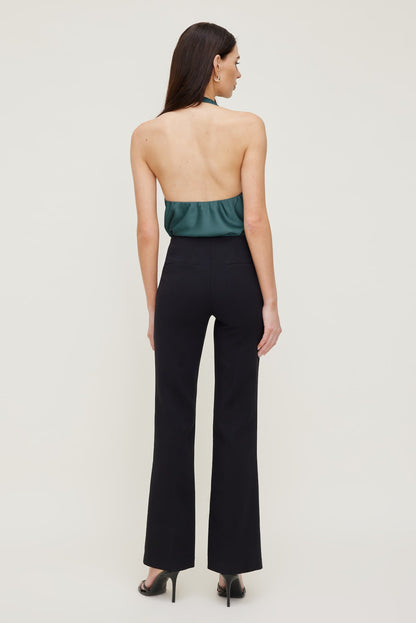 Camila Satin Cowl Halter Neck Blouse Green - Dynamite